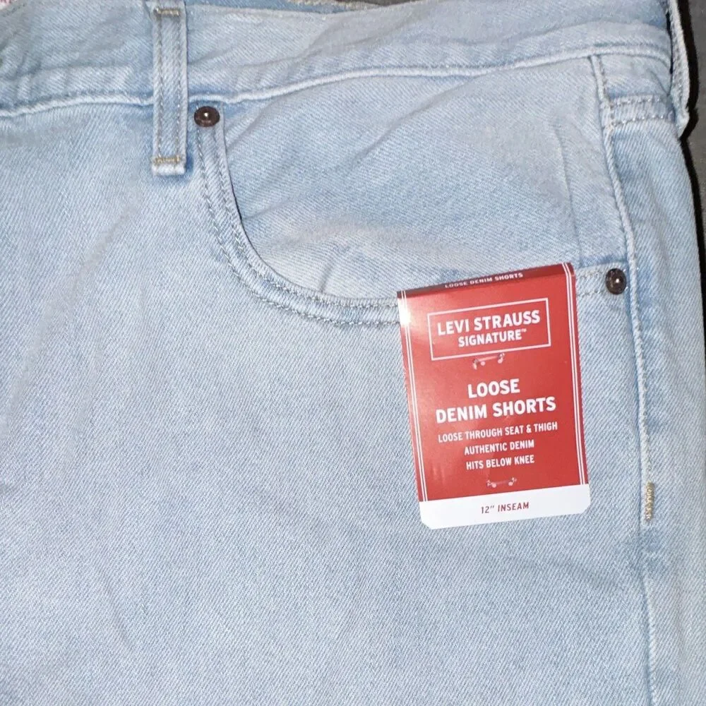 Levis Strauss Signature Men's Big and Tall Classic Denim Shorts, Size 42, Blue